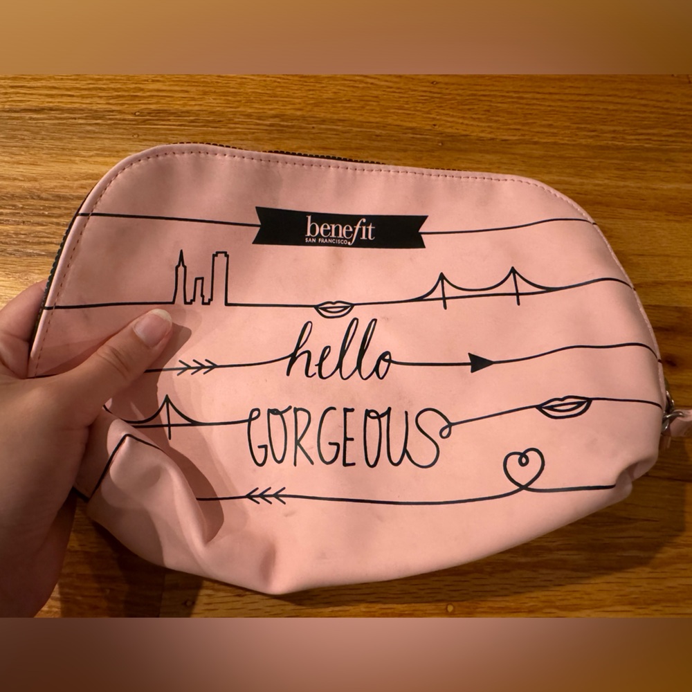 Benefit Cosmetics Hello Gorgeous Makeup Bag Carrying Case Pink Black